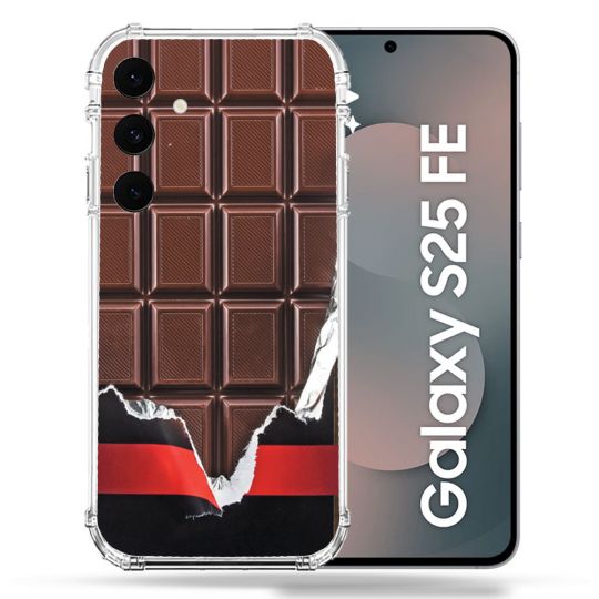 Coque Renforcée Pour Samsung Galaxy S25 FE Texture Trompe Oeil Chocolat