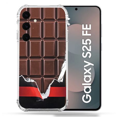 Coque Renforcée Pour Samsung Galaxy S25 FE Texture Trompe Oeil Chocolat