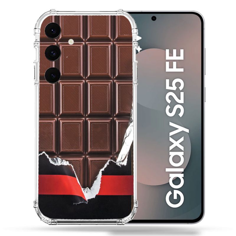 Coque Renforcée Pour Samsung Galaxy S25 FE Texture Trompe Oeil Chocolat