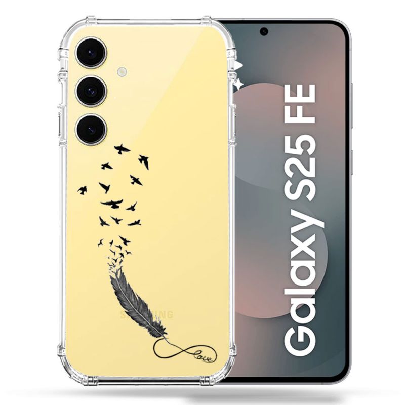 Coque Renforcée Transparente Pour Samsung Galaxy S25 FE Plume Infini