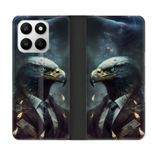 Housse cuir portefeuille Pour Honor 400 smart 5G Animal Aigle Business