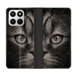 Housse cuir portefeuille Pour Honor 400 smart 5G Animal Chat Gris