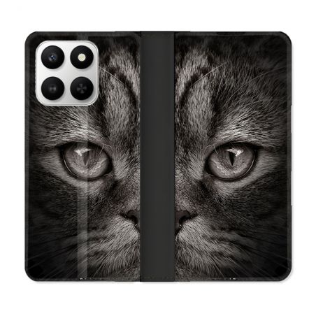 Housse cuir portefeuille Pour Honor 400 smart 5G Animal Chat Gris