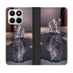 Housse cuir portefeuille Pour Honor 400 smart 5G Animal Chat Reflet