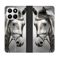 Housse cuir portefeuille Pour Honor 400 smart 5G Animal Cheval Blanc
