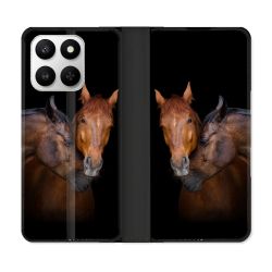 Housse cuir portefeuille Pour Honor 400 smart 5G Animal Cheval Marron
