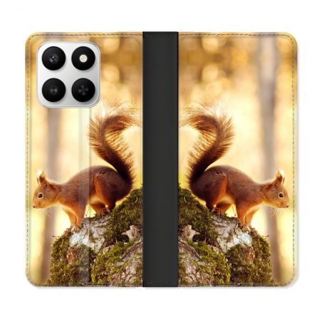 Housse cuir portefeuille Pour Honor 400 smart 5G Animal Ecureuil Bois