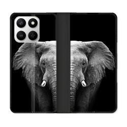 Housse cuir portefeuille Pour Honor 400 smart 5G Animal Elephant Noir