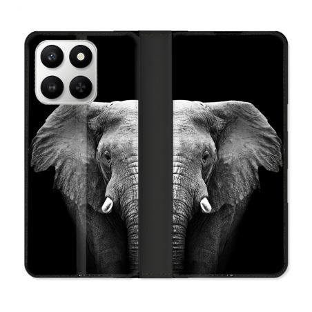 Housse cuir portefeuille Pour Honor 400 smart 5G Animal Elephant Noir