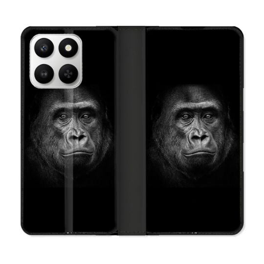 Housse cuir portefeuille Pour Honor 400 smart 5G Animal Gorille Noir