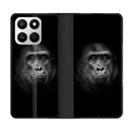 Housse cuir portefeuille Pour Honor 400 smart 5G Animal Gorille Noir