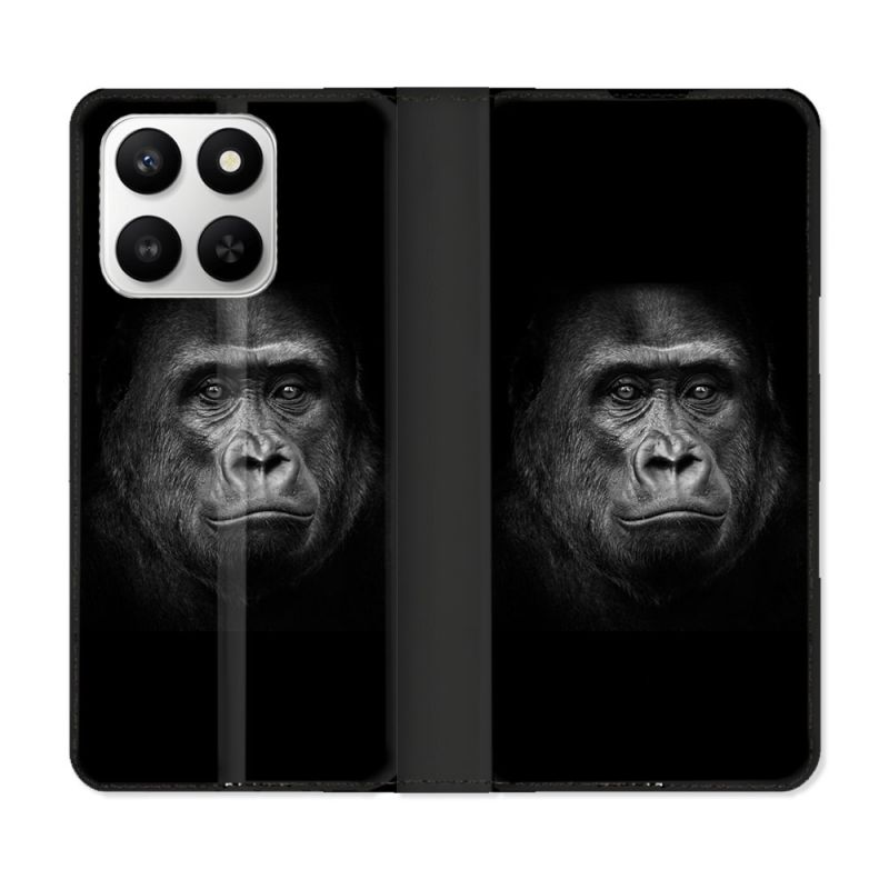 Housse cuir portefeuille Pour Honor 400 smart 5G Animal Gorille Noir