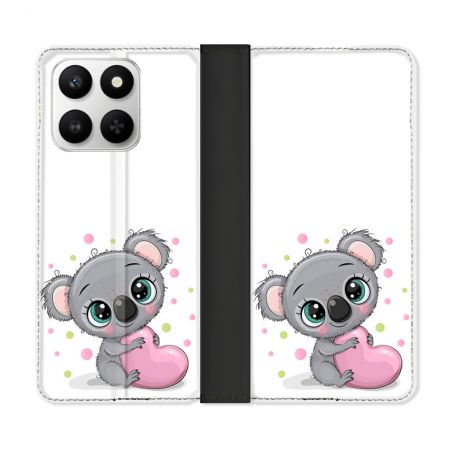 Housse cuir portefeuille Pour Honor 400 smart 5G Animal Koala Cœur