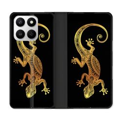 Housse cuir portefeuille Pour Honor 400 smart 5G Animal Lezard Noir