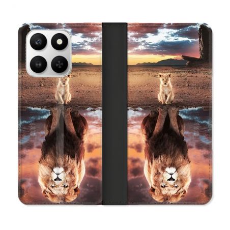 Housse cuir portefeuille Pour Honor 400 smart 5G Animal Lion Reflet