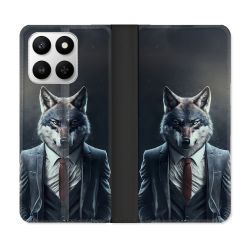 Housse cuir portefeuille Pour Honor 400 smart 5G Animal Loup Business