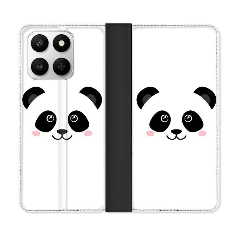 Housse cuir portefeuille Pour Honor 400 smart 5G Animal Panda Blanc