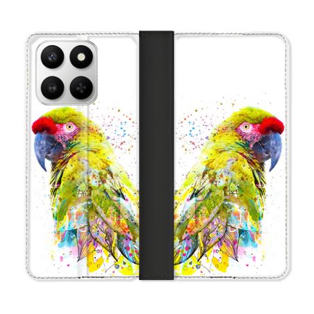Housse cuir portefeuille Pour Honor 400 smart 5G Animal Perroquet Jaune