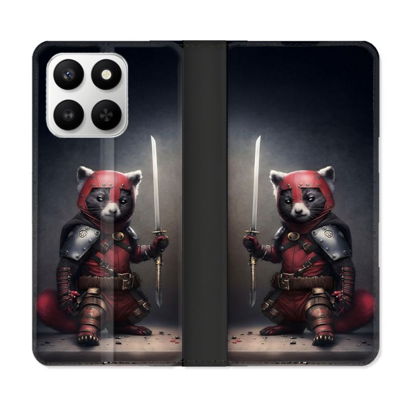 Housse cuir portefeuille Pour Honor 400 smart 5G Animal Raton Samouraï