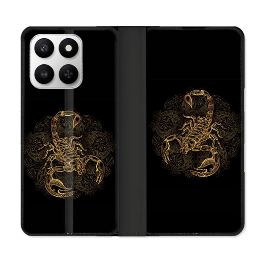 Housse cuir portefeuille Pour Honor 400 smart 5G Animal Scorpion Fresque