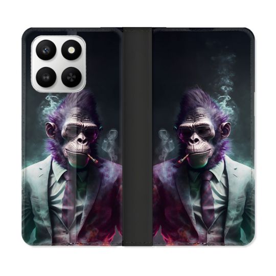 Housse cuir portefeuille Pour Honor 400 smart 5G Animal Singe Business