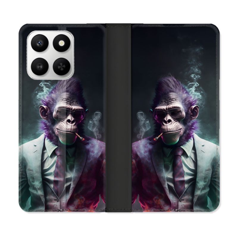 Housse cuir portefeuille Pour Honor 400 smart 5G Animal Singe Business