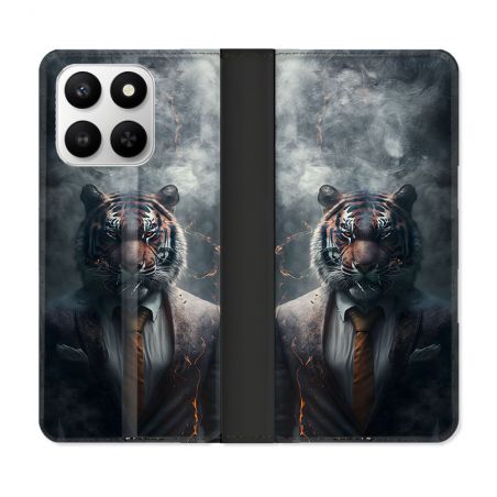 Housse cuir portefeuille Pour Honor 400 smart 5G Animal Tigre Business