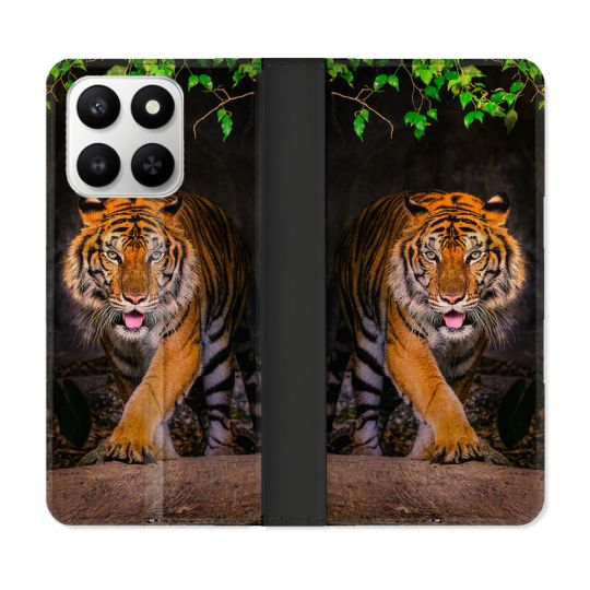 Housse cuir portefeuille Pour Honor 400 smart 5G Animal Tigre Jungle