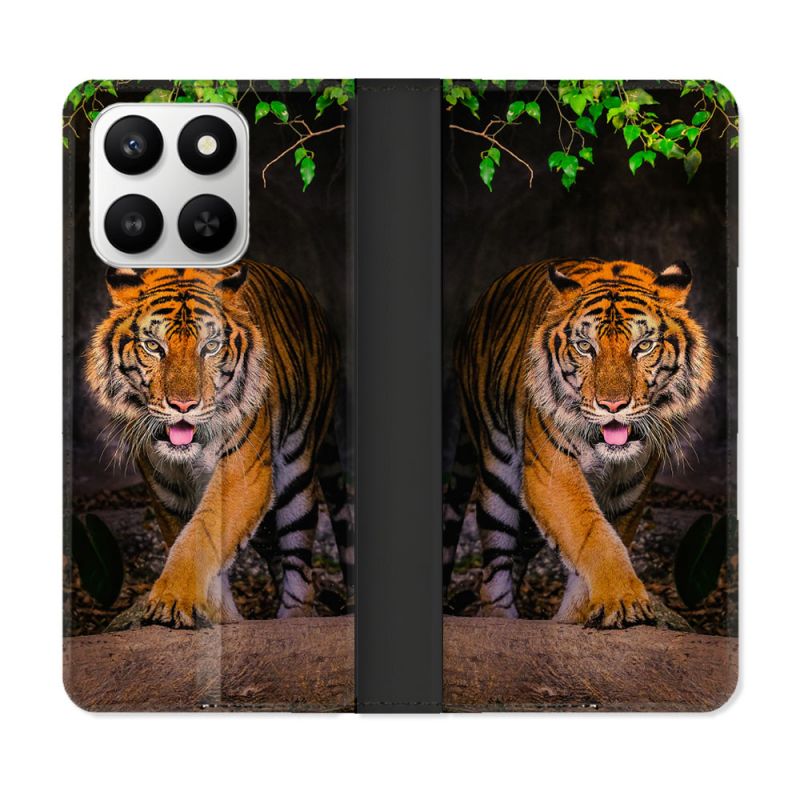 Housse cuir portefeuille Pour Honor 400 smart 5G Animal Tigre Jungle
