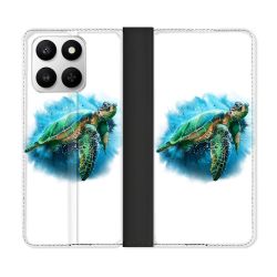 Housse cuir portefeuille Pour Honor 400 smart 5G Animal Tortue Blanche multicolore