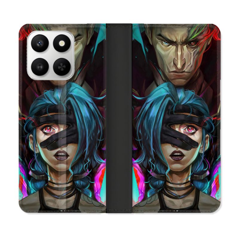 Housse cuir portefeuille Pour Honor 400 smart 5G Arcane Jinx Bleu