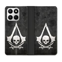 Housse cuir portefeuille Pour Honor 400 smart 5G Assassin Creed Tete Mort