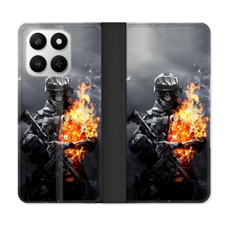 Housse cuir portefeuille Pour Honor 400 smart 5G Call Of Duty Squelette