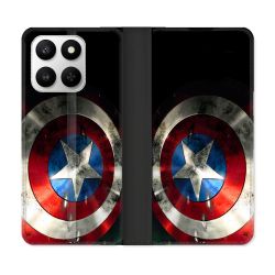 Housse cuir portefeuille Pour Honor 400 smart 5G Captain America Bouclier