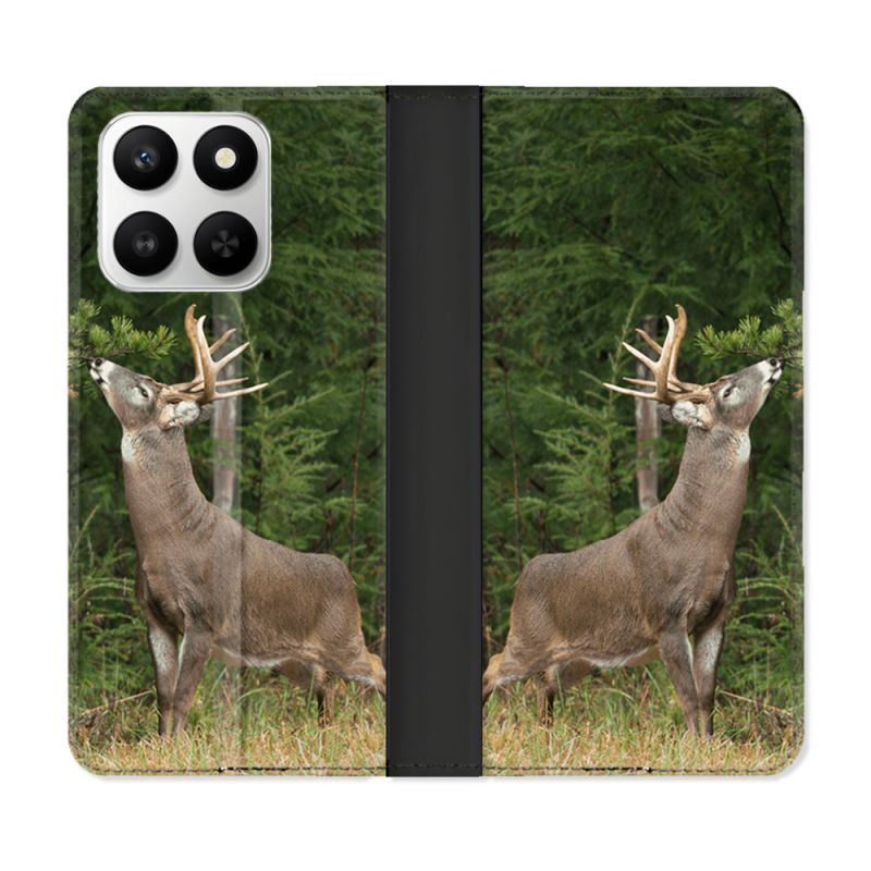 Housse cuir portefeuille Pour Honor 400 smart 5G Chasse Cerf