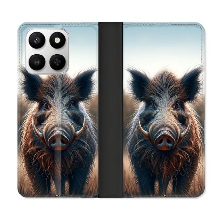 Housse cuir portefeuille Pour Honor 400 smart 5G Chasse Sanglier Attaque