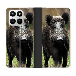 Housse cuir portefeuille Pour Honor 400 smart 5G Chasse Sanglier bois