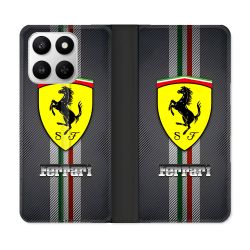 Housse cuir portefeuille Pour Honor 400 smart 5G Ferrari Carbone