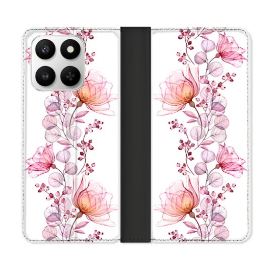 Housse cuir portefeuille Pour Honor 400 smart 5G Fleur Eclosion