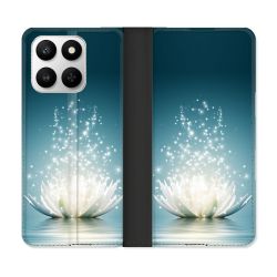 Housse cuir portefeuille Pour Honor 400 smart 5G Fleur Lotus Blanc