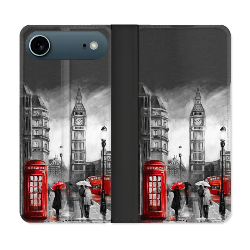 Housse cuir portefeuille Pour Iphone 17 Air Voyage Angleterre Londres Vintage