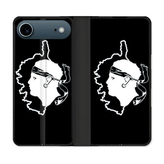 Housse cuir portefeuille Pour Iphone 17 Air Voyage Corse Noir