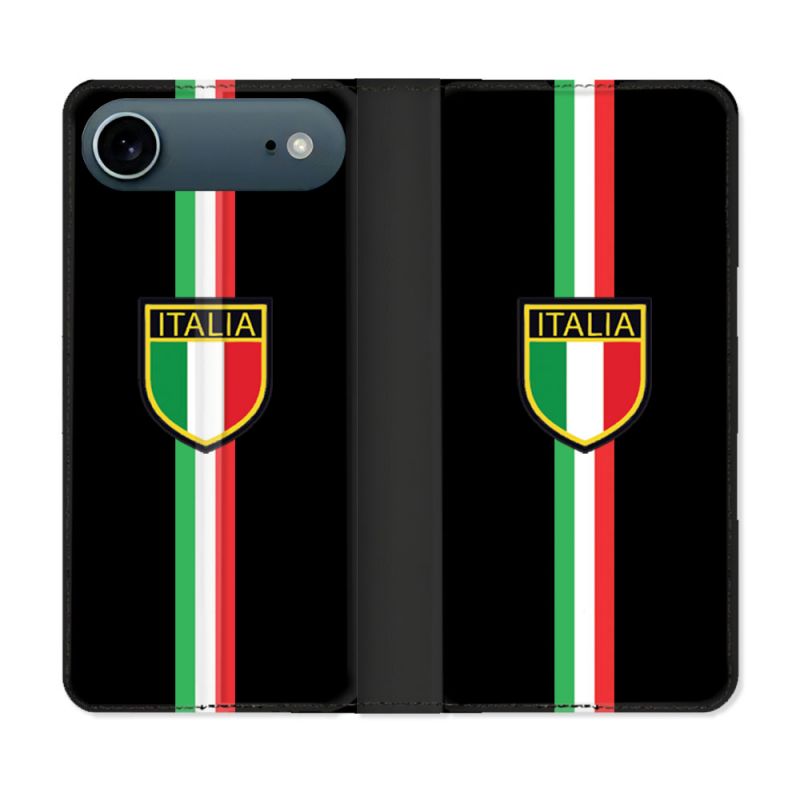 Housse cuir portefeuille Pour Iphone 17 Air Voyage Italie 3 Noir