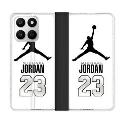 Housse cuir portefeuille Pour Honor 400 smart 5G Jordan 23 Blanc