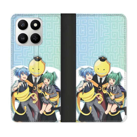 Housse cuir portefeuille Pour Honor 400 smart 5G Manga Assassination Classroom Kuro Trio
