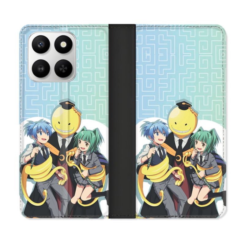 Housse cuir portefeuille Pour Honor 400 smart 5G Manga Assassination Classroom Kuro Trio