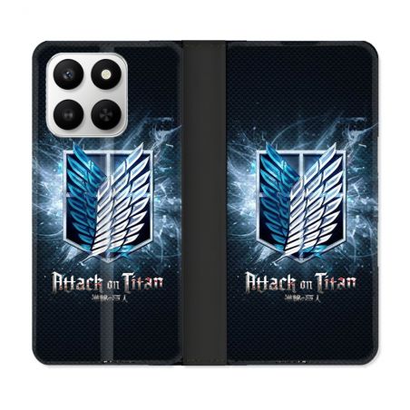 Housse cuir portefeuille Pour Honor 400 smart 5G Manga Attaque Titans Noir