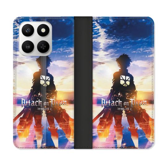 Housse cuir portefeuille Pour Honor 400 smart 5G Manga Attaque Titans Soleil