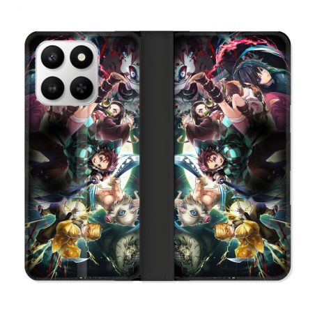 Housse cuir portefeuille Pour Honor 400 smart 5G Manga Demon Slayer Groupe