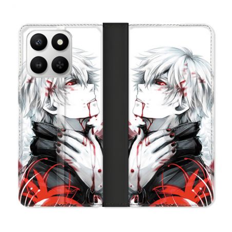 Housse cuir portefeuille Pour Honor 400 smart 5G Manga Tokyo Ghoul Kaneki Blanc